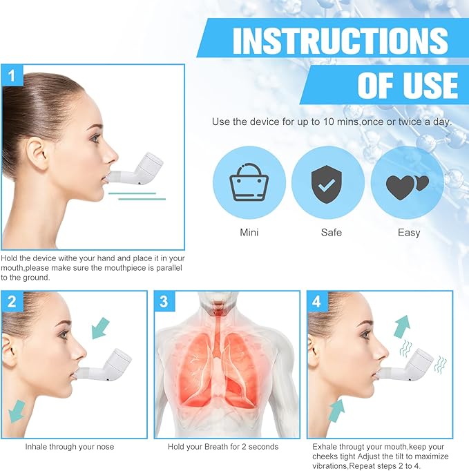 Breathing Exercise Device for Lungs, Lung Exerciser Device with Steel Balls, Drug-Free Therapy Mucus Device for Phlegm Relief Clear