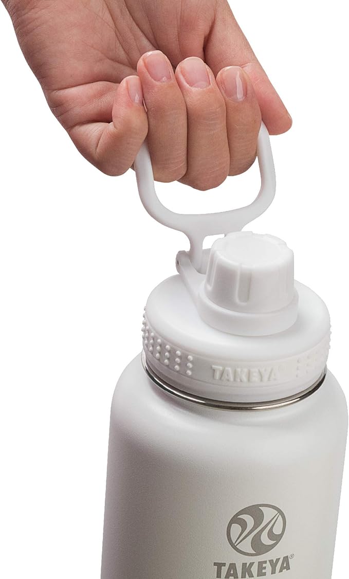 Takeya Actives Water Bottle with Spout Lid - Bottle with Double Stainless Steel Insulation - Dishwasher Safe & BPA-Free - Bottle with Spout Lid & Removable Bumper - 40 oz, Arctic