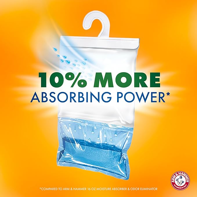 Arm & Hammer Essentials Hanging Moisture Absorber and Odor Eliminator, 17.5 oz., 3 Pack, Linen Fresh, Moisture Absorbers for Closets, Laundry Rooms and Bedrooms, Long-Lasting Freshness