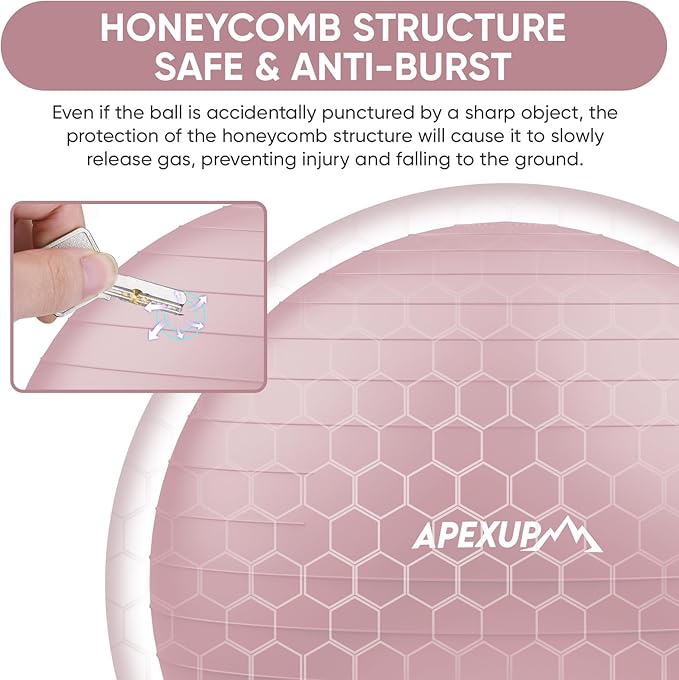 APEXUP Yoga & Pilates Ball - Anti Slip Heavy Duty Gym Ball for Fitness, Balance & Core Workout