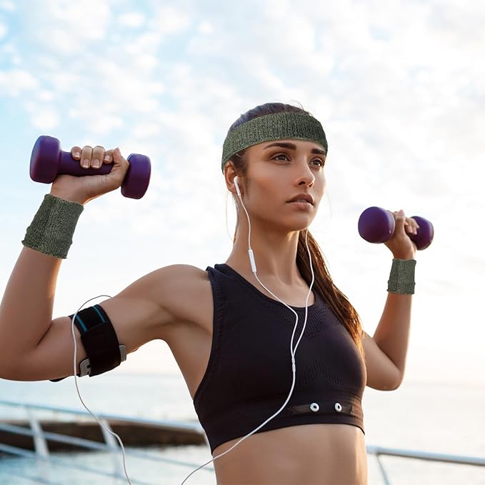 Civaner 12 Pcs 80s 90s Sweatbands Neon Headbands Wristbands for Men Women Party Sports Cotton Headbands Terry Cloth Athletic Sweat Bands for Tennis Football Gym Workingout Accessories