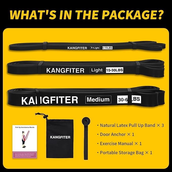 Resistance Bands for Working Out, Pull Up Bands for Men Women, Thick Heavy Resistance Band Set with Door Anchor, Elastic Exercise Bands for Body Stretching, Physical Therapy, Home Workouts