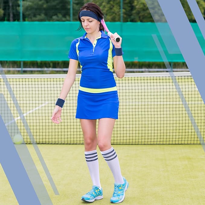 Hillban 80s Workout Outfit 80s Accessories for Women Men Neon Sweatbands Headbands for Tennis Volleyball Sport