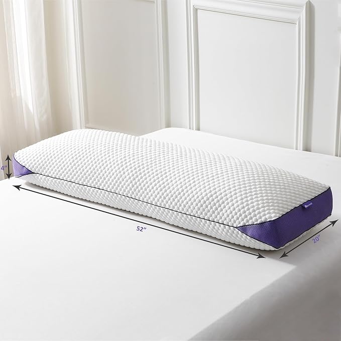 HOMELAB Adjustable Shredded Memory Foam Body Pillow, Cooling Long Pillow with Washable Cover, Full Support for Side Sleepers, Back, Hip & Leg Comfort, 1 Pack 20"x52"