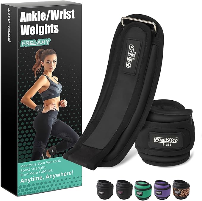 Frelaxy Ankle Wrist Weights for Women Men Kids, Comfy& Adjustable Leg Arm Weights Set for Walking, Gym, Yoga, Pilates, Dance, Cardio & Strength Training 1lb 2lbs 3lbs 1 Pair