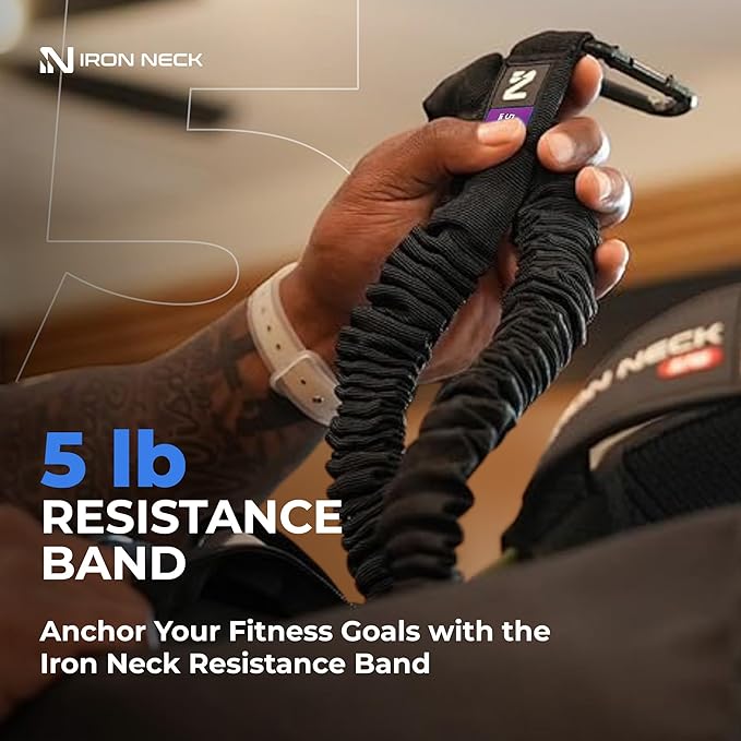 Iron Neck Resistance Band, Durable Exercise Band with Steel Carabiners for Neck Training, Strength Workouts, Stretching, and Rehab