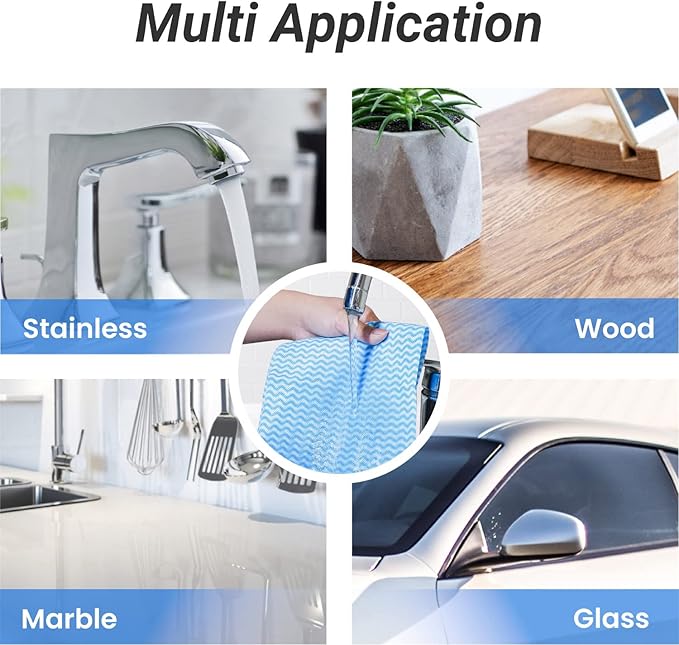 Disposable Dish Cloths Paper Towels, Domestic Cleaning Towels, Multipurpose Quick-Dry Rag Dish Cloths Heavy Duty Handy Wipes for Kitchen 75 Count 14.2"X15.7", Blue