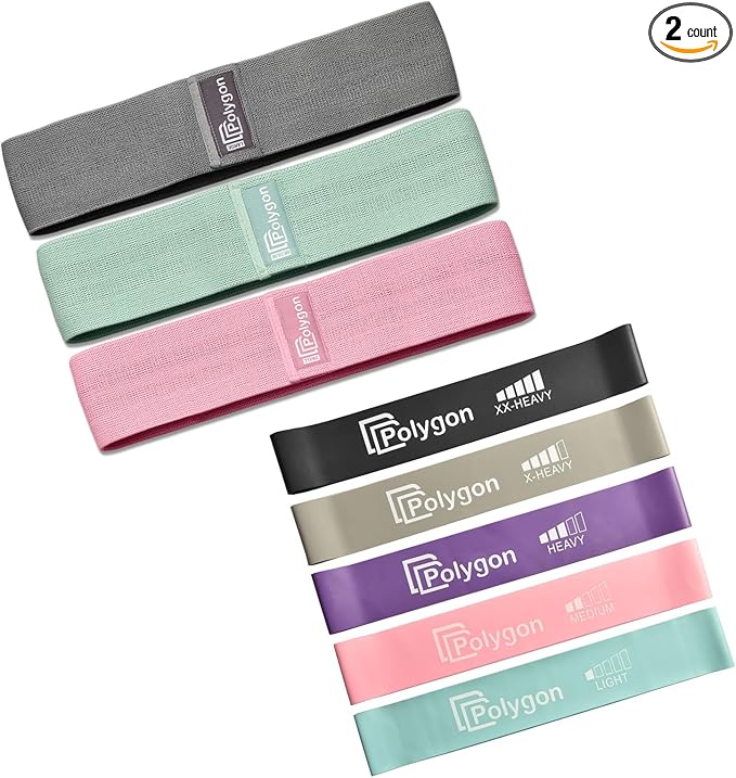 Polygon Resistance Bands for Working Out, Non-Slip Fabric Booty Bands for Women and Men, Exercise Bands for Legs and Butt, Glute & Hip Workout, Pilates & Home Fitness
