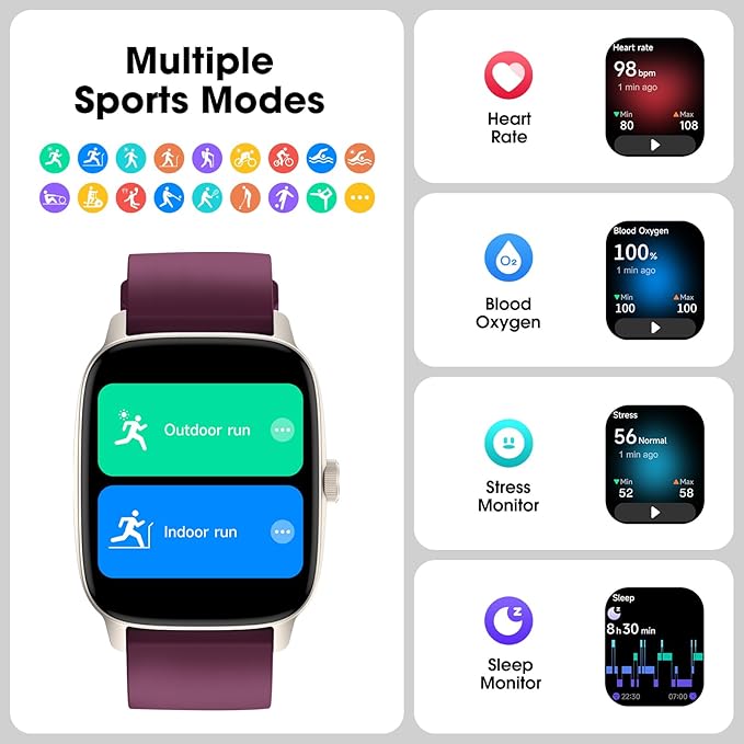 Pedometer Watch No APP/Phone Required, Waterproof Fitness Tracker Watch with Heart Rate Monitor, Large Screen with Pedometer, Sleep Tracking, Calories & Step Counter, Smart Watches for Women Men