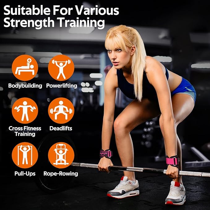 WALITO Weight Lifting Wrist Strap, Double Leather Weightlifting Wrist Straps for Gym Strength Training, Neoprene Padded Wrist Wraps - for Men & Women (Pair)