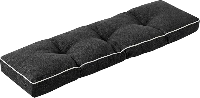 Bench Cushions for Outdoor Furniture, 36 x 14 Inch Outdoor Bench Cushion, Patio Bench Cushion with Durable Ties, Long Patio Seat Cushions for Garden, Indoor, Kitchen&Dining, Black