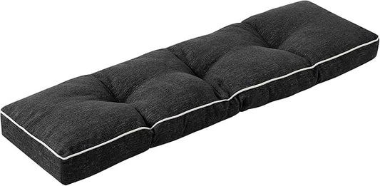 Bench Cushions for Outdoor Furniture, 42 x 16 Inch Outdoor Bench Cushion, Patio Bench Cushion with Durable Ties, Long Patio Seat Cushions for Garden, Indoor, Kitchen&Dining, Black