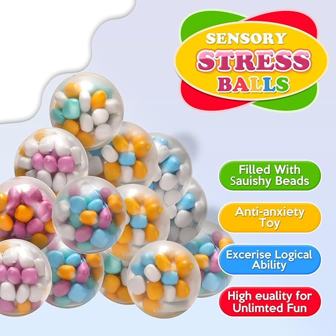 Stress Balls with Colorful Stones Stress balls for kids,Fidget Sensory Toys for Relief,Autism Toys,Stocking Stuffers,Kids Party Favors