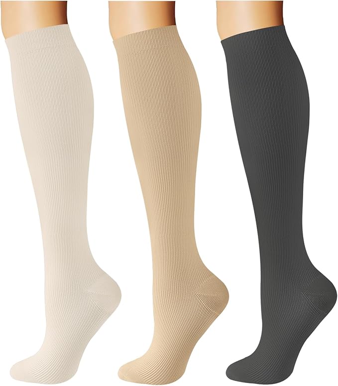 Breslatte Compression Socks for Women Men 10-14 mmHg Circulation Knee High Athletic Support Socks Running Travel Daily