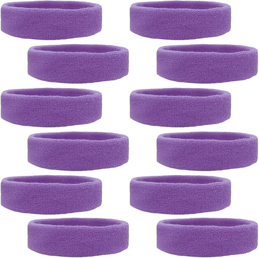 12 Sweatbands Cotton Sports Headbands Terry Cloth Moisture Wicking Athletic Basketball Headband by Kenz Laurenz