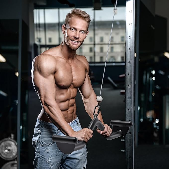 Kipika LAT Pull Down Bars Cable Machine Attachment, Rowing T-bar V-bar Set, Back Strength Training Handle Grips for Cable Machine Rowing Machine, 12" 20" 24" 28" 32" Five Sizes