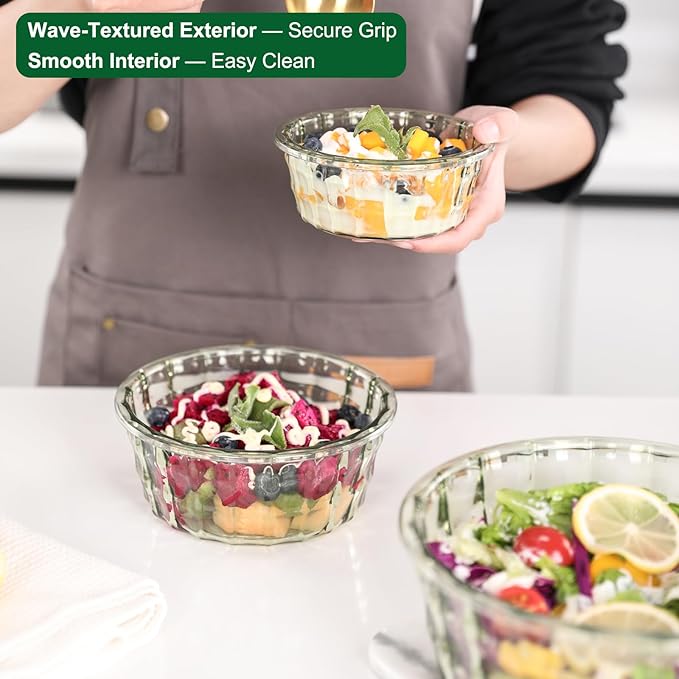 Taiuloo 3-Piece Salad Bowls with Lids, BPA Free Plastic Meal Prep Containers To Go for Lunch, Kitchen Food Storage & Serving Bowls for Salad, Snack, Fruit, Veggie, Green