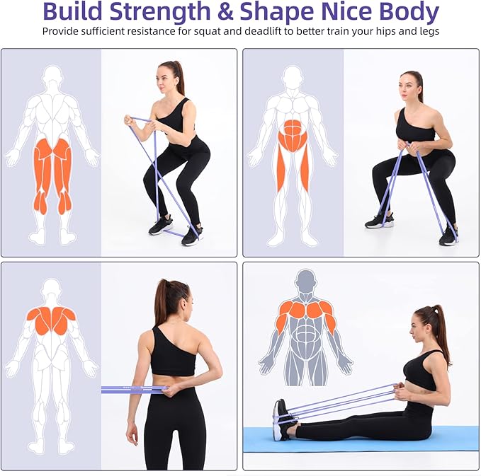 Sportneer Resistance Bands for Working Out: Pull Up Bands 5-130lb 5 Levels Exercise Bands Workout Bands Set with Handles & Door Anchor Pull Up Assist Bands for Men Women Resistance Training