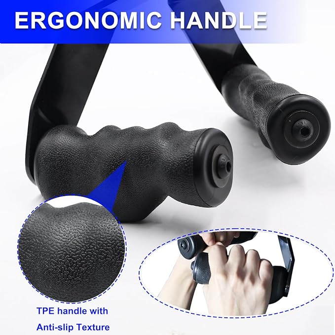 J Bryant Ergonomic Steel Rowing Handles - Non-Slip TPE Coating, 440LB Max Load, Comfortable Grip for Wrist Support - Triangle V Bar for LAT Pulldown & Cable Machines - Home Gym Essential