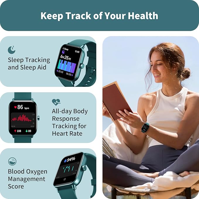 Smart watches for Men, Alexa Built-in, 1.8" Smartwatch with Heart Rate/SpO2/Sleep Monitor for Android iPhone, IP68 Waterproof Activity Fitness Tracker with Bluetooth Call, 100+ Sport Mode, DarkGreen