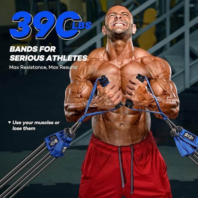 Resistance Bands, Heavy Duty Exercise Bands for Working Out, Workout Bands with Handles, Stretch Band for Men, Fitness Bands for Home Workouts, Muscle Training, Strength, Slim, Yoga