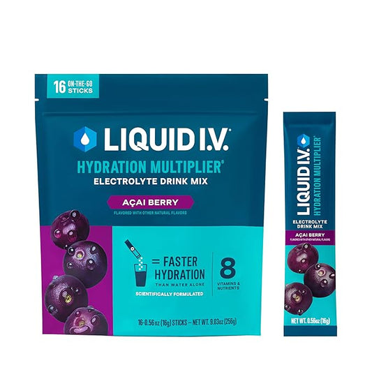Liquid I.V.® Hydration Multiplier - Acai Berry | Electrolyte Powder Drink Mix | 1 Pack (16 Servings)