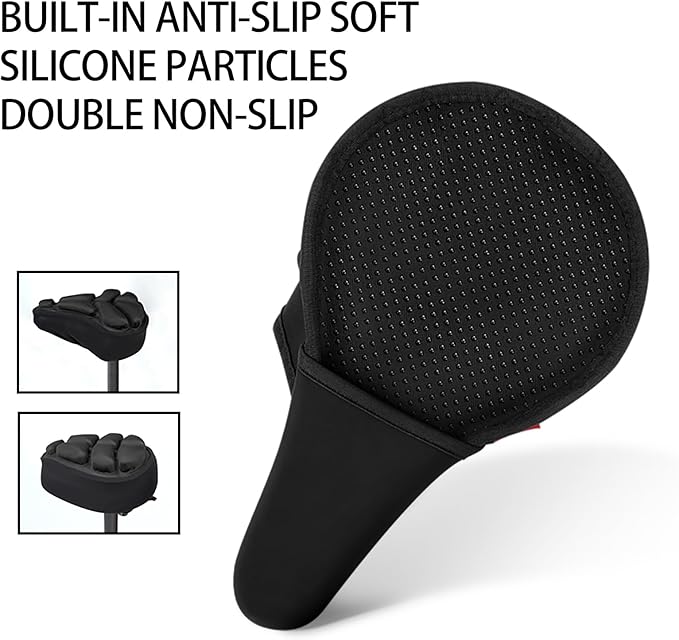 JFT Inflatable Bike Seat Cushion - Soft Air Cushion Bicycle Seat Cover with Adjustable Pressure - Extra Padding for Comfortable Rides - Ideal for Mountain, Sports & Stationary Bikes (Black)