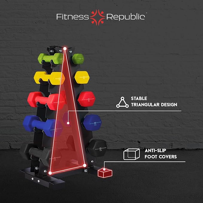 Neoprene Dumbbells Weight Storage Rack - 2.0 MM Thick Steel Weight Organizer - Ideal Choice for Home Gym - Easy to Assemble and Store