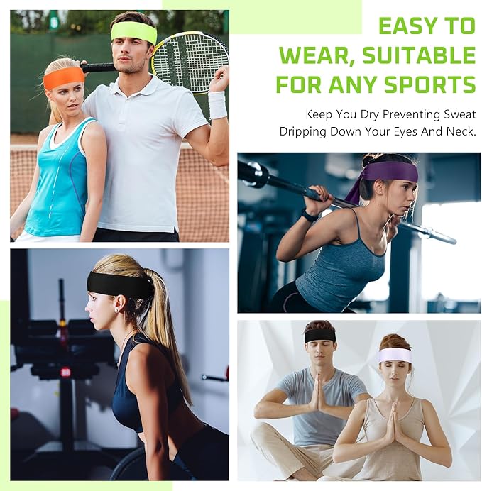 Hiboom 30 Pack Tie Headband Bulk Sports Tennis Head Tie Ninja Karate Tie Back Athletic Sweatbands Adjustable Hair Bands for Women Men Basketball, Football, Soccer, Running, Yoga Workout