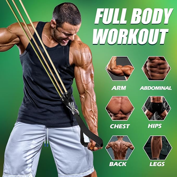 WHATAFIT Resistance Bands, Exercise Bands，Resistance Bands for Working Out, Work Out Bands with Handles for Men and Women Fitness, Strength Training Home Gym Equipment