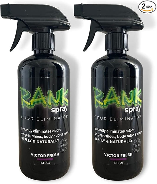 Sports Odor Eliminator: Banish Body & Sweat Odor From Sports Gear, Yoga Mats, Gym Bag, Shoes, Helmets, Cleats, etc! Safe Boxing Glove Spray & Hat Deodorizer - 2 16 oz Bottles Victor Fresh