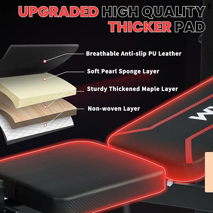 1500LBS 8 in 1 Olympic Weight Bench Set with Leg Extension/Curl and Preacher Curl, Bench Press Set and barbell Rack with Safety Bar Catches, Foldable Workout Benches for Home(US Stock)