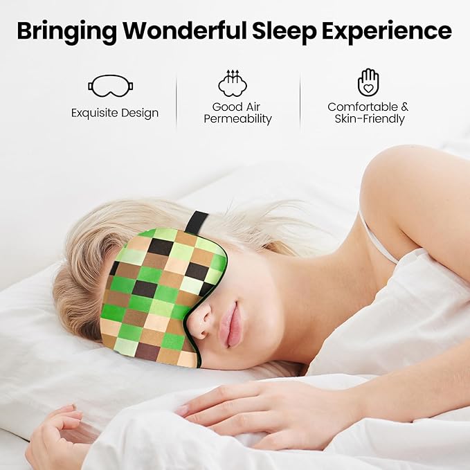 2 Pcs Sleep Mask for Kids Boys, Silk Eye Covers for Sleeping, Adjustable Strap & Light Blocking Design, Adult Children's Bedtime Blindfold for Travel and Home Use (My World)