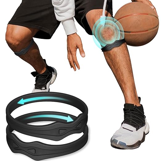 Fit Geno Patella Knee Band: Patellar Tendon Support Strap for Pain Relief - Adjustable Knee Brace for Running Arthritis Basketball Volleyball Osgood Schlatter Men Women (Black)