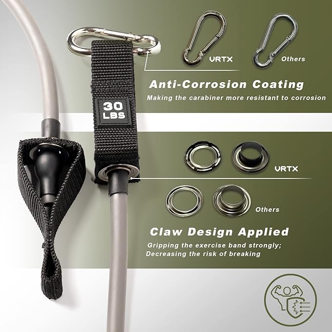 VRTX Resistance Band Set (11pcs), Resistance Bands with Handles, Exercise Bands with Door Anchor, Carry Bag, Legs Ankle Straps for Resistance Training, Physical Therapy, Fitness, Home Workouts