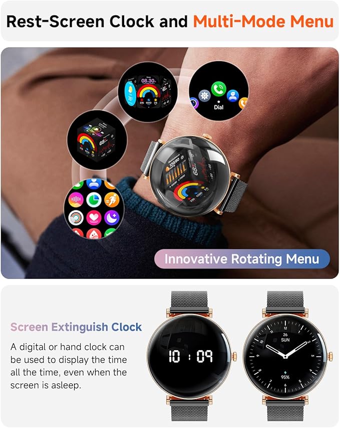 Hwagol Smart Watches for Women Men[Calls/Metal Thin] for Android iPhone Compatible,1.43" Micro-Spherical AMOLED Screen,IP68 Waterproof Fitness Tracker Heart Rate/SpO2/Sleep Monitor/Pedometer