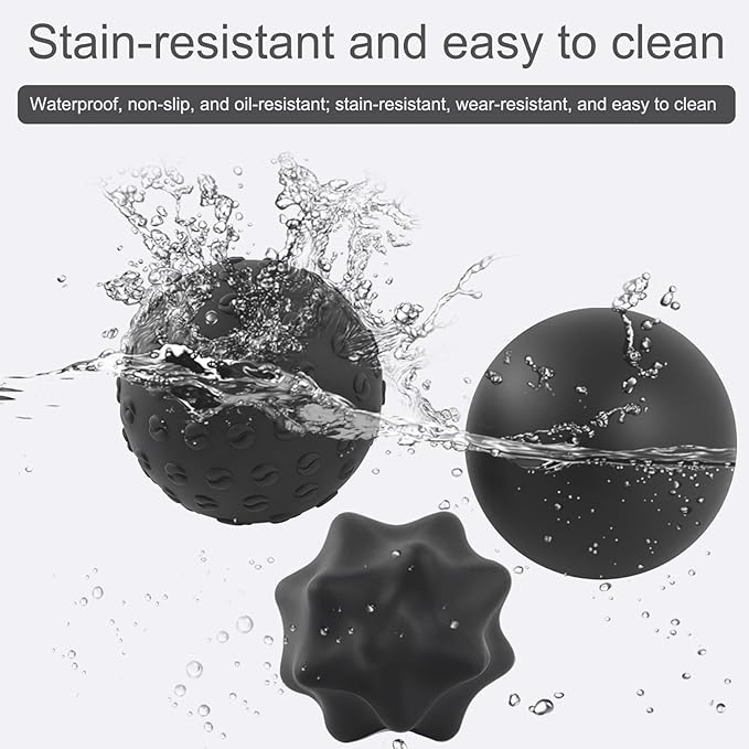 Massage Balls for Myofascial Release,Yoga Deep Tissue,Trigger Point Therapy & Foot Plantar Fasciitis,Muscle Soreness Massager Ball (3 Pack,Black)