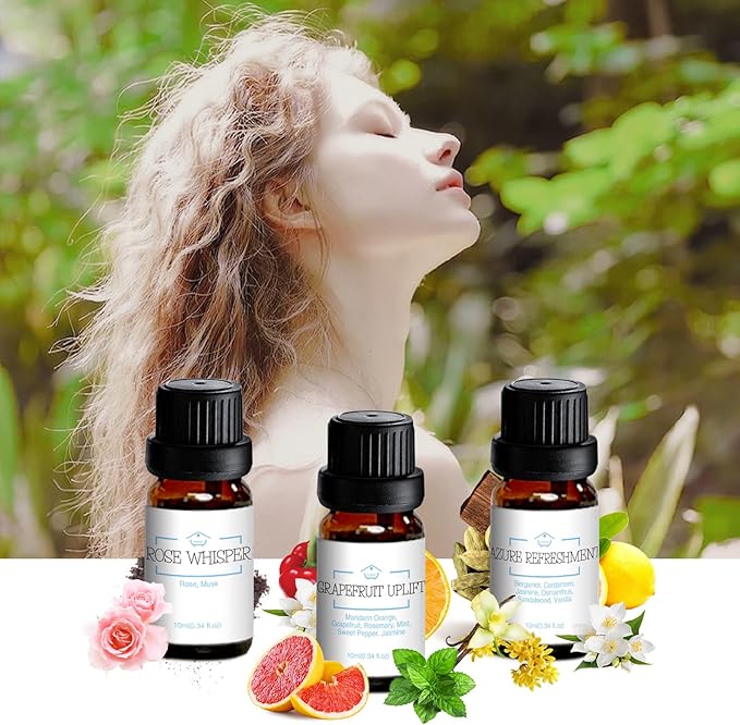 LOXIM Pride Aromatherapy Diffuser with Daytime Calm Collection Essential Oil Blends, Waterless Diffuser with Essential Oils, No Heat, Quiet, Battery Operated for Living Room Office Home Car (White)