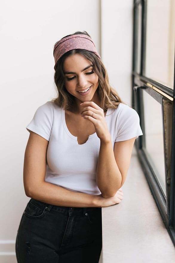 Maven Thread Workout Headbands for Women, 2Pack - 4 inch Thick Wide, Non Slip Sweatbands for Women, Ideal for Exercise, Gym Hairband for Athletic Workouts and Yoga, Black Marble