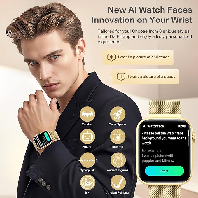 2025 Smart Watches for Women Men Blood Pressure, 1.9"AMOLED Display,AI Watch Face/Da GPT AI/AI Voice, 24/7 Heart Rate Stress Sleep Monitor, IP68 Waterproof, 123 Sports Fitness Tracker for Android iOS