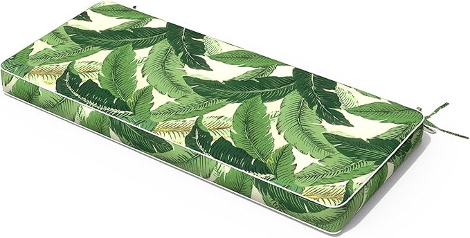 Outdoor Bench Cushion, Patio Furniture Cushion 45 x 18 x 3 Inch, Water Resistant Garden Sofa Swing Pad Settee Loveseat Couch Replacement Cushion, 1 Pack, Swaying Palms Green
