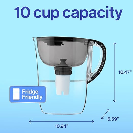 Brita Large 10 Cup Water Filter Pitcher, 1 BritaPlus Filter, Everyday, Black (Package May Vary)