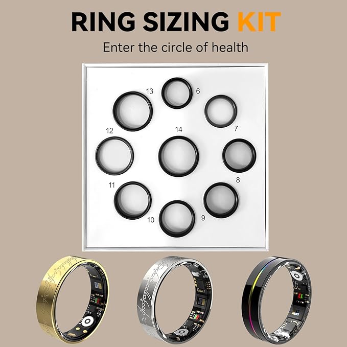 Smart Ring Sizing Kit for Women Men,Health Fitness Tracker with Sleep/Blood Pressure/Oxygen Monitoring, Heart Rate & Activity Tracking(Only Sizing Kit 6-14 20 FRAY