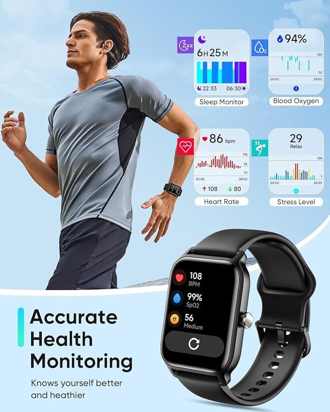 Fitpolo Smart Watches for Men Android & iPhone, Alexa Built-in [1.8" HD Screen] IP68 Waterproof Fitness Watch with Bluetooth Call (Answer/Make), Heart Rate/Sleep/SpO2 Monitor, 105+ Sports Tracker
