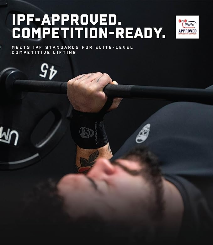 Gymreapers Weightlifting Wrist Wraps (IPF Approved) 18" Professional Quality Wrist Support with Heavy Duty Thumb Loop - Best Wrap for Powerlifting Competition, Strength Training, Bodybuilding