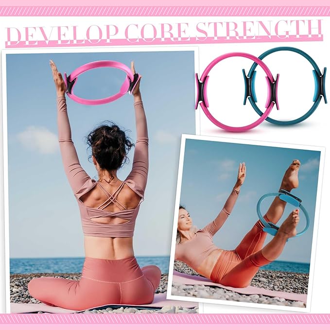 Poen Home Pilates Kit for Women Pilates Equipment Ring and Ball Set with Stretching Strap 8 Resistance Bands Non Slip Socks Gym Back Bags Exercise Equipment for Workout