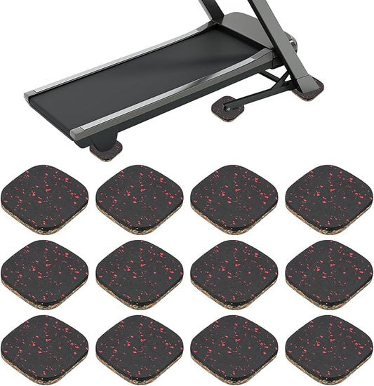 PATIKIL 12 Pcs Treadmill Mat Pads, 4x4x0.6 High Density Foam Anti Vibration Pad Sound Proof Floor Mat Exercise Equipment Mat for Carpet Protect Noise Reduction Home Gym, Red