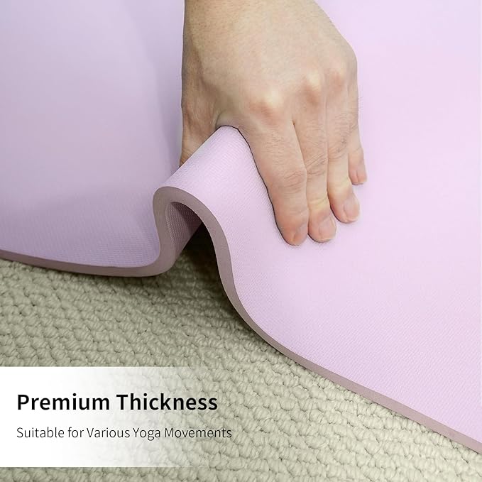 HAHE Yoga Mat Thick (8MM,1/3"), Eco-Friendly POE Non Slip Yoga Mat, High Rebound & Shock Absorption, Anti-Tear & Sweat-Resistant for Yoga, Fitness, Home, Workouts, Large Pilates Mats 72"x24" with Carrying Strap