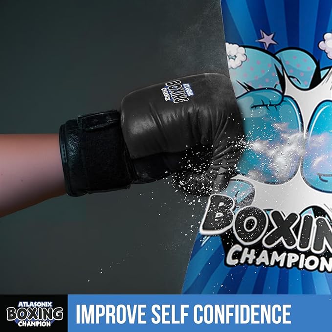 Inflatable Boxing Toy for Boys Age 4-8-12, Standing Kick Dummy, Karate Taekwondo Equipment, Fun Active Game, Birthday Party for Kids, Durable Punch Box Set