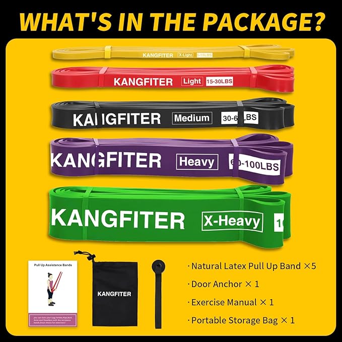 Resistance Bands for Working Out, Pull Up Bands for Men Women, Thick Heavy Resistance Band Set with Door Anchor, Elastic Exercise Bands for Body Stretching, Physical Therapy, Home Workouts